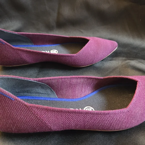 ROTHY'S The Merino Aubergine Purple Pointed Flat Shoes 8.5 - Picture 6 of 11